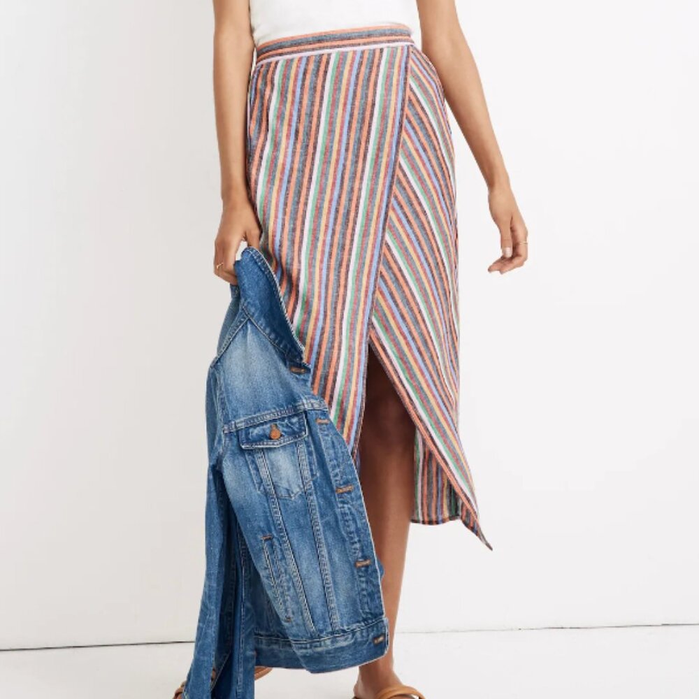 Madewell Overlay Skirt in Rainbow Stripe